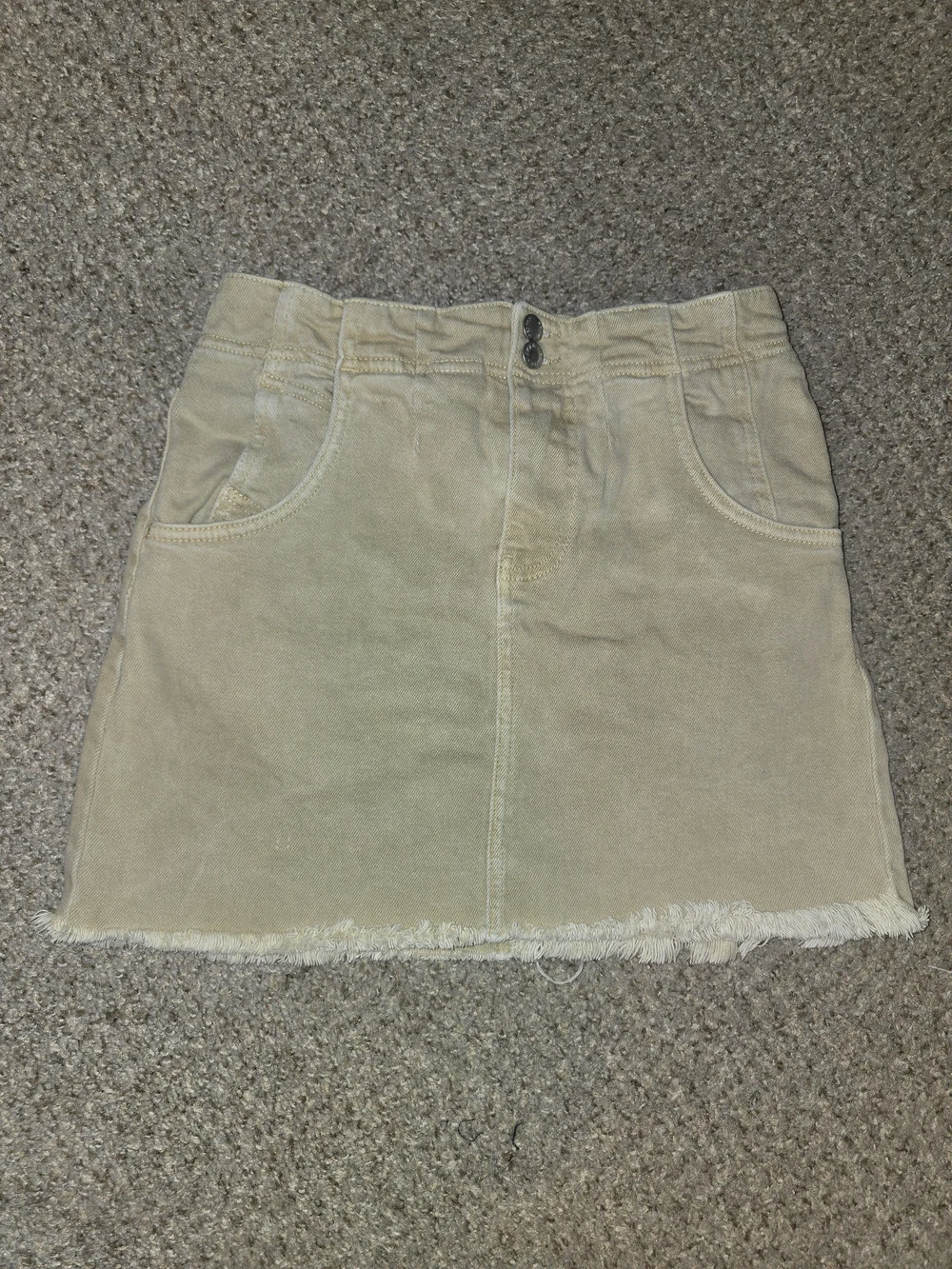 Free People Tan Frayed Hem Denim Skirt Size 4